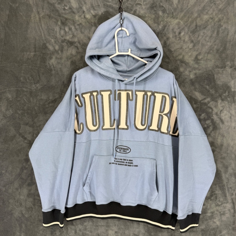 Public Supply‎ NYC Culture Graphic Hoodie Blue Essentials Fit Mens Large